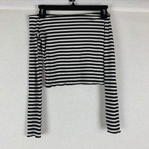Stripped Off The Shoulder Crop Top